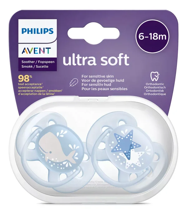 Chupete Ultra Soft Estrella/Ballena 6-18m deco 2 unidades - Imagen 2