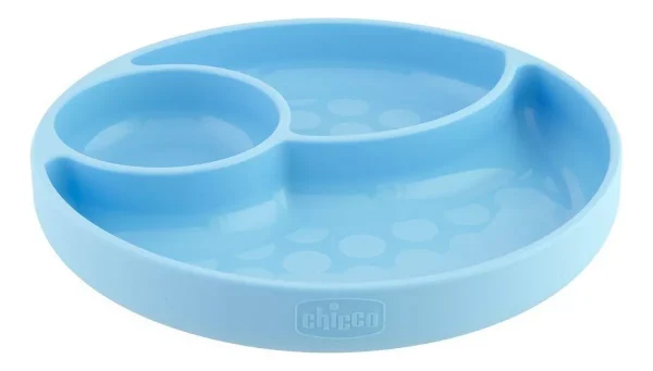 CHICCO PLATO SILICONA CON DIVISIONES CELESTE 12M+